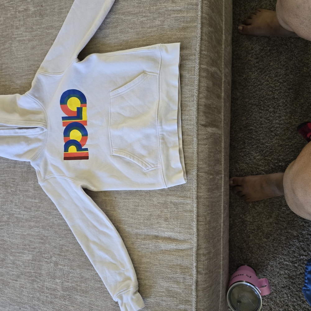 Kids White Hoodie with Multicolor Logo